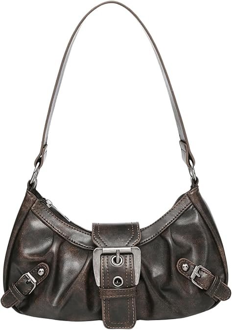 Verdusa Women's Y2k Purse Goth Handbag Buckle Punk Hobo Shoulder Bag Clutch Purses Bags