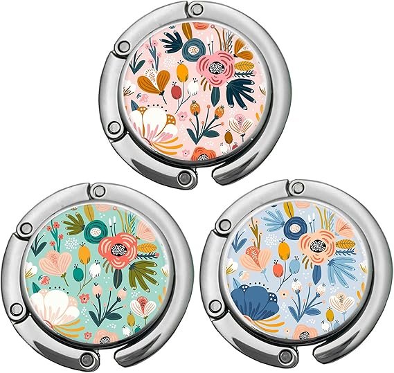 Purse Hook Womens Bag Table Hanger Collection - 3pack Pretty Floral Hooks